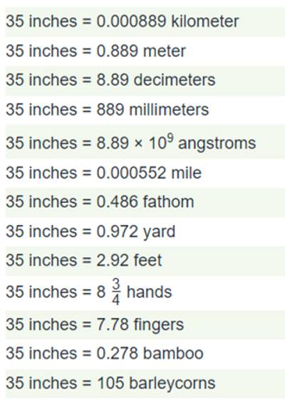 Conversion of 35 inches