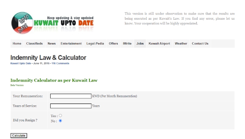 Indemnity Calculator Kuwait Compensation  Guidelines